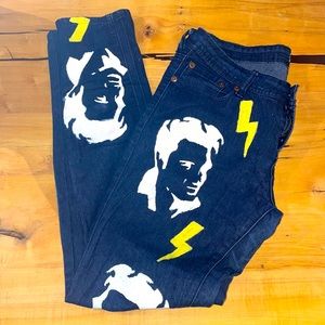 Hand Painted Elvis jeans! Size 27 ⚡️